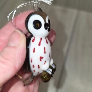 Vtg Hand Blown 2.5" Glass Owl Miniature Bird Cute Beautiful Ornament